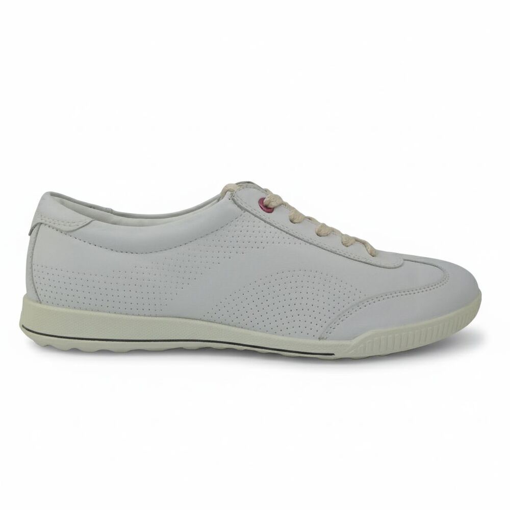 Ecco Women's Size US 8.5 Walking Low Causal Shoes Sneakers White Leather  /EU 40